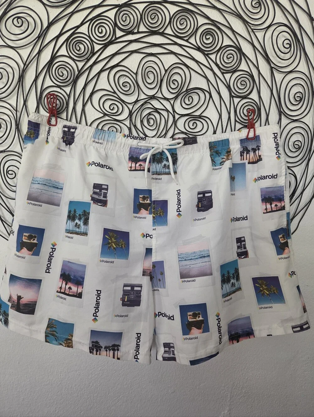 Polaroid Men's 2XL Swim Trunks Retro Instant Camera Vacation Print